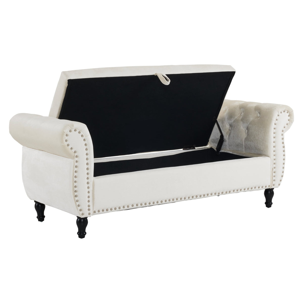 Velvet Storage Ottoman Bench with Pillow for Bedroom