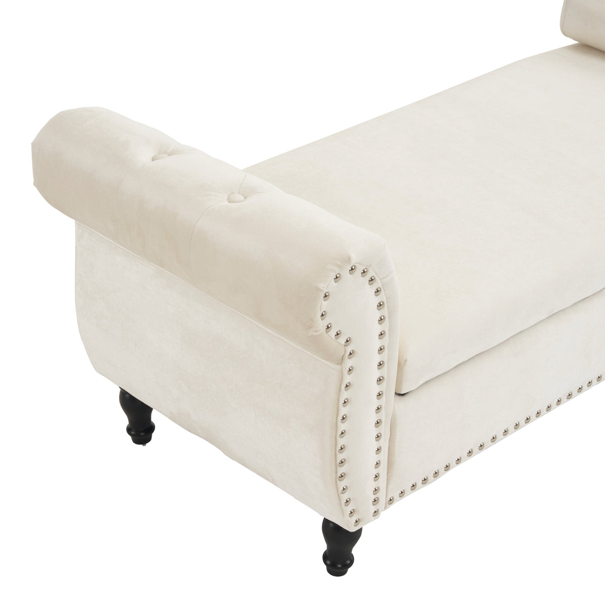 Velvet Storage Ottoman Bench with Pillow for Bedroom