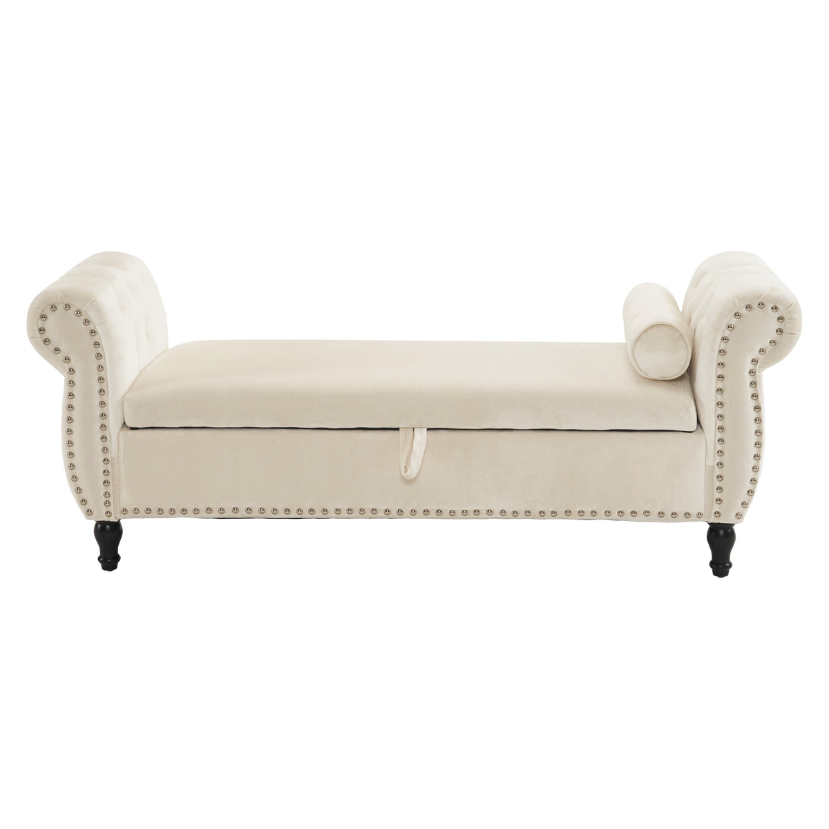 Velvet Storage Ottoman Bench with Pillow for Bedroom
