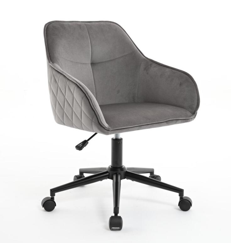 Quilted Velvet Desk Chair with Gas Lift and Silent Wheels