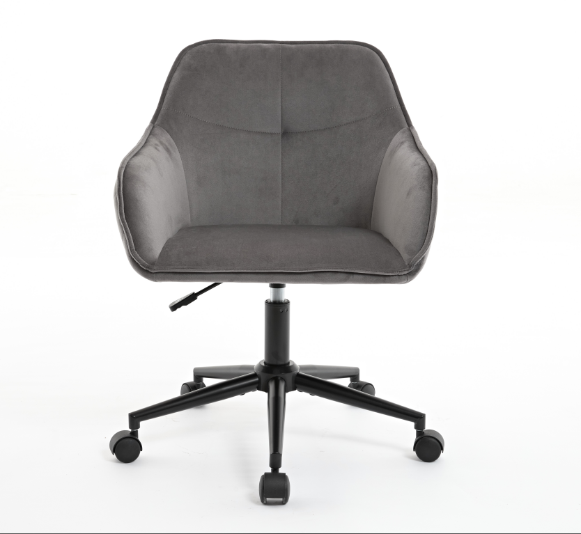 Quilted Velvet Desk Chair with Gas Lift and Silent Wheels