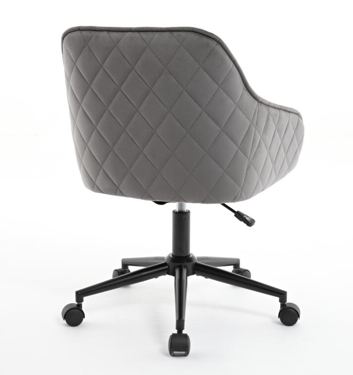 Quilted Velvet Desk Chair with Gas Lift and Silent Wheels