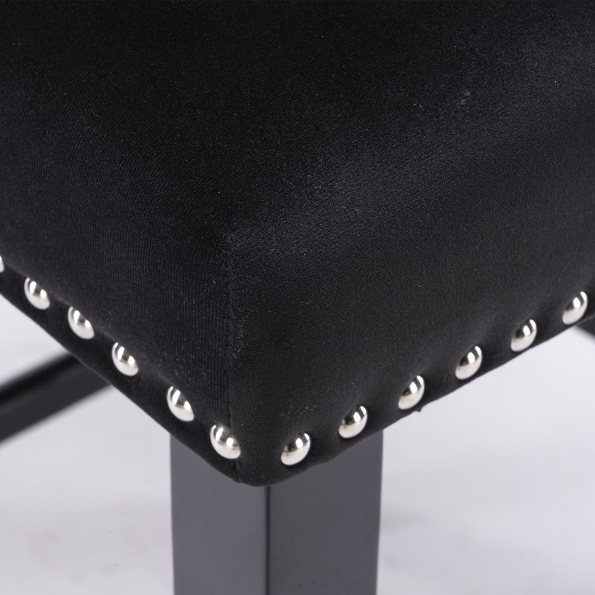 Black Velvet Wing Back Bar Stool with Tufted Buttons