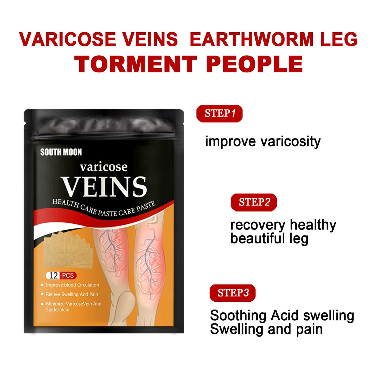 Cold Compress Leg Vein Patches, 12 Count for Tired Legs