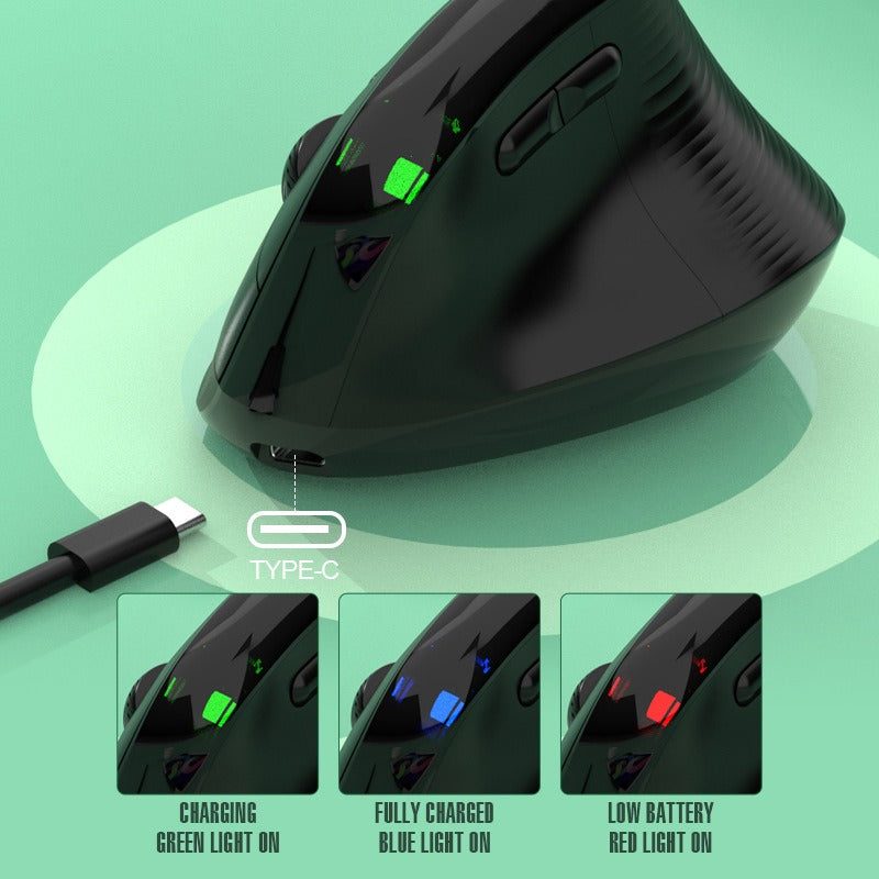 Vertical Wireless Mouse with USB-C Charging, Silent Clicks
