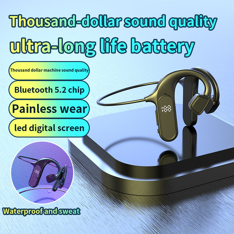 Bone Conduction Bluetooth Headset with LED Battery Display