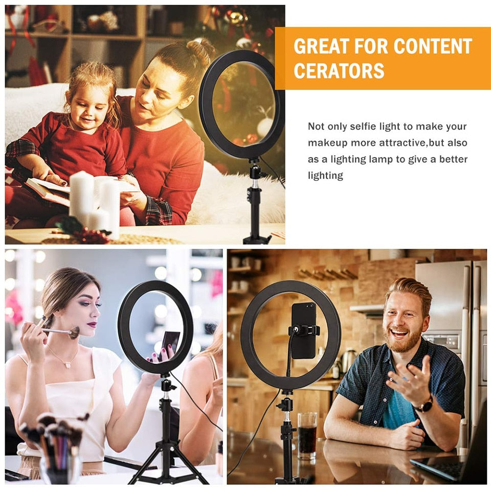 Desk Ring Light with Phone Holder for Video Calls & Streams