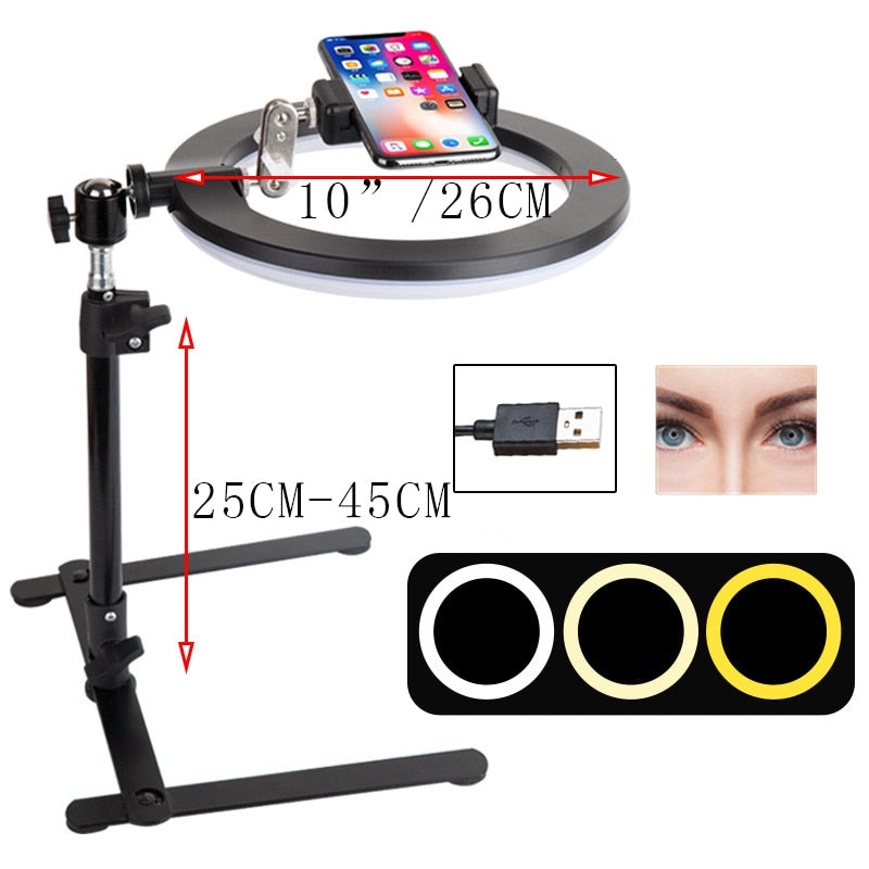 Desk Ring Light with Phone Holder for Video Calls & Streams