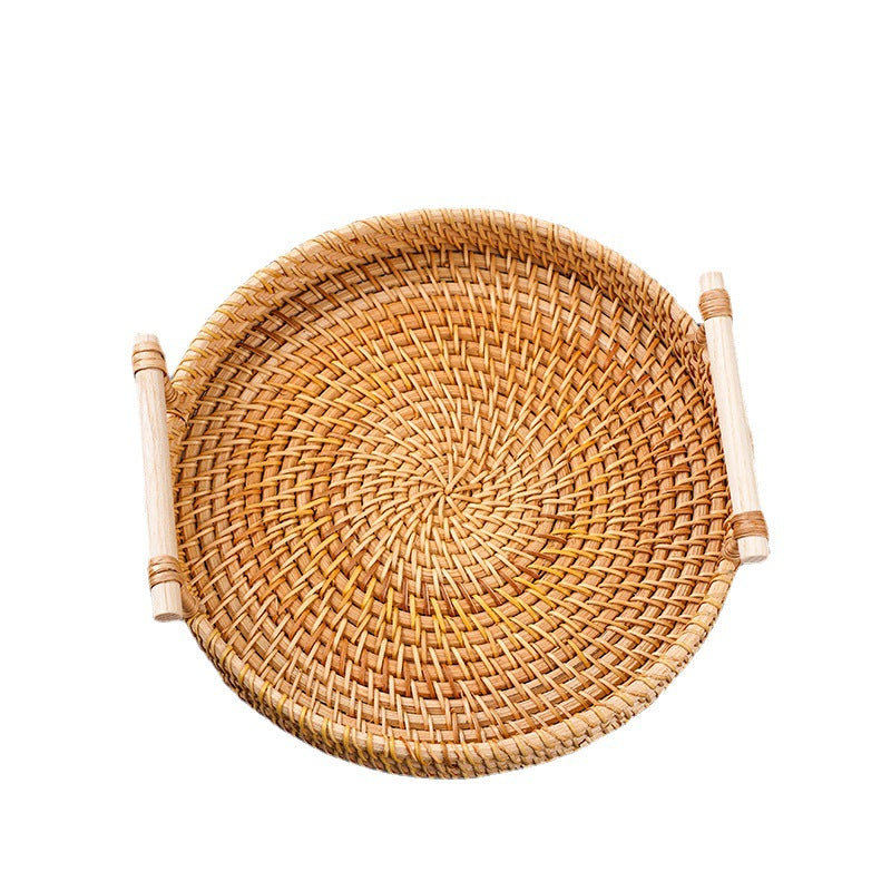 Rattan Serving Trays with Handles for Tabletop Style