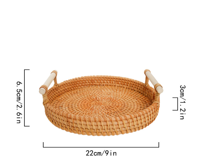 Rattan Serving Trays with Handles for Tabletop Style