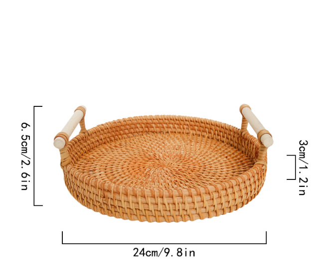 Rattan Serving Trays with Handles for Tabletop Style