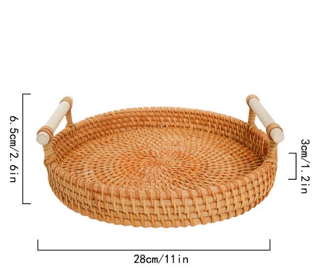 Rattan Serving Trays with Handles for Tabletop Style