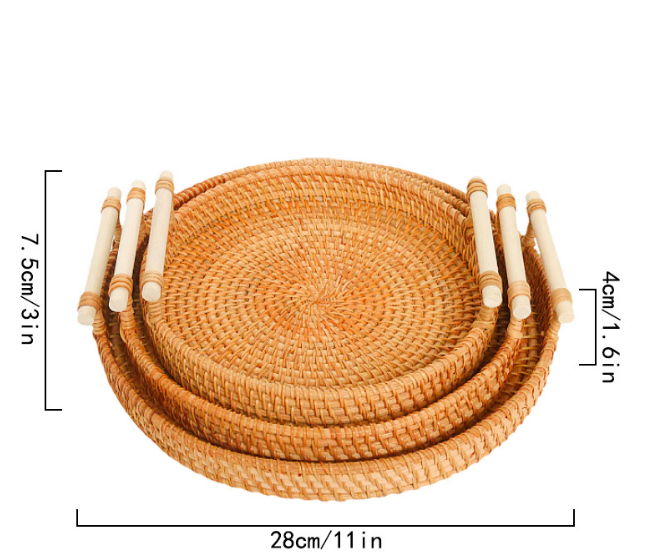 Rattan Serving Trays with Handles for Tabletop Style
