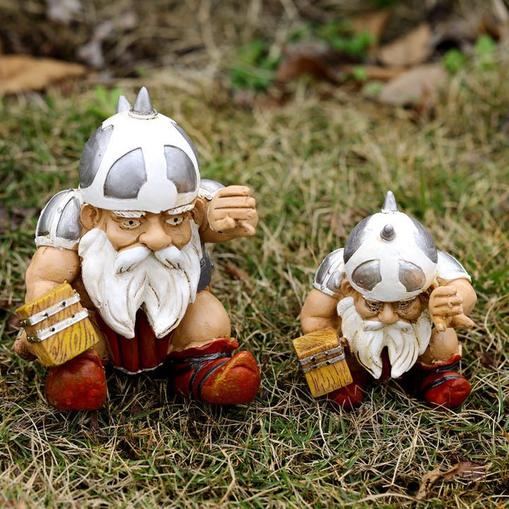 Viking Dwarf Garden Ornament for Playful Fantasy Decor