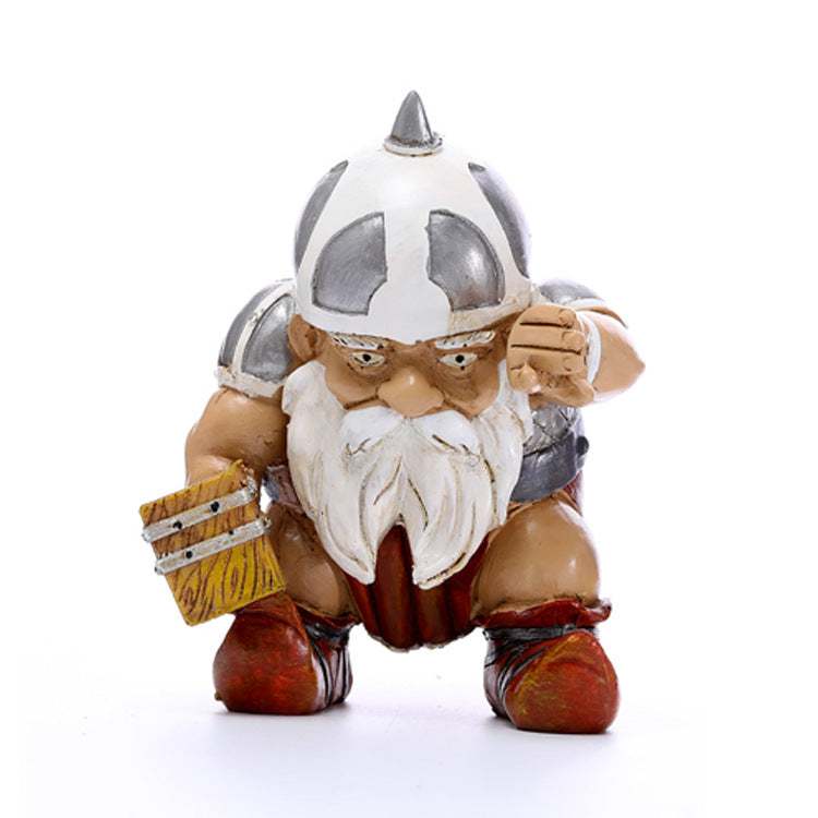 Viking Dwarf Garden Ornament for Playful Fantasy Decor