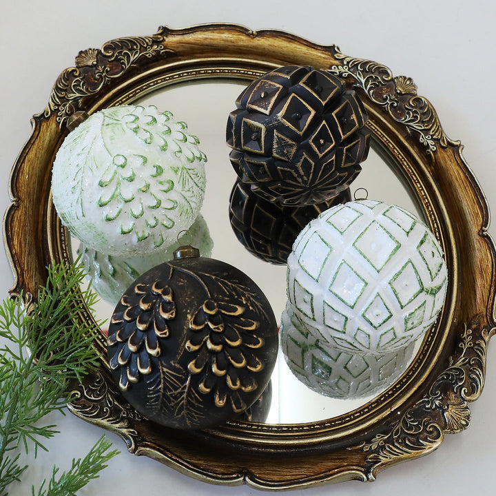 Vintage Christmas Ornaments 10cm | Textured Tree Decor