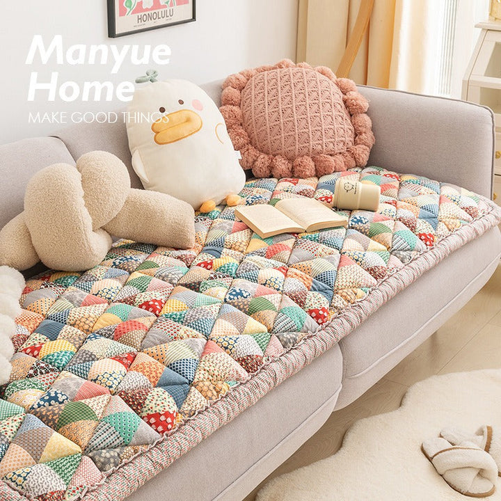 Vintage Cotton Sofa Cushion for Cozy Patchwork Comfort