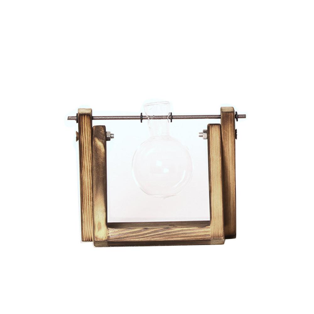 Hydroponic Plant Vase with Wooden Frame for Root Display