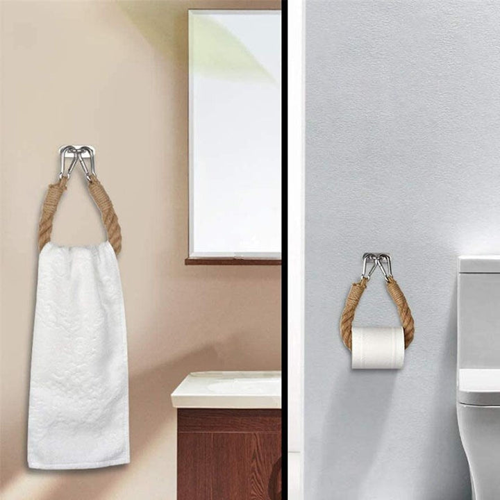 Vintage Rope Toilet Paper Holder and Wall Towel Hanger