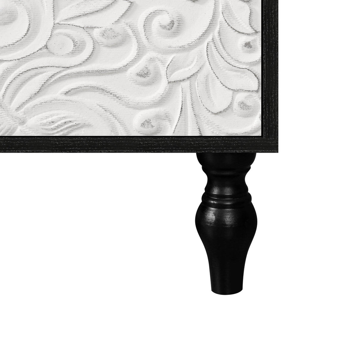 Vintage White Carved Sideboard Buffet with Black Frame