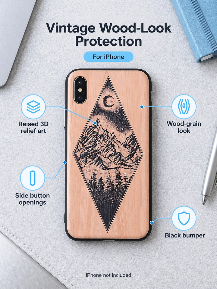 Vintage Wood Grain iPhone Case with 3D Relief Design