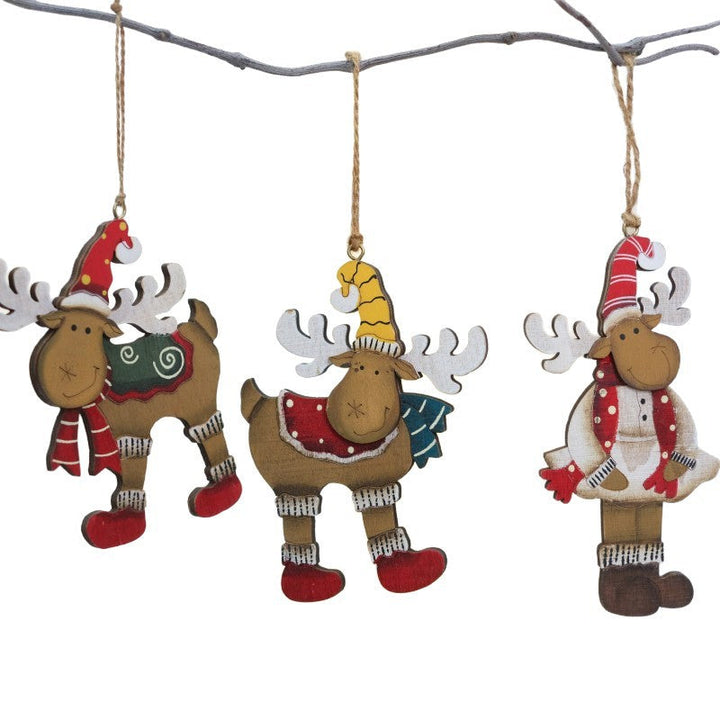 Vintage Wooden Deer Ornaments for Rustic Christmas