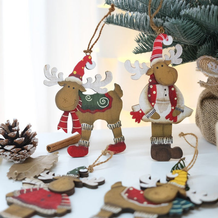 Vintage Wooden Deer Ornaments for Rustic Christmas