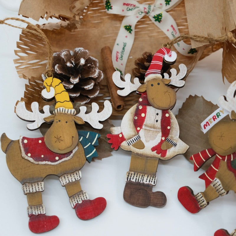 Vintage Wooden Deer Ornaments for Rustic Christmas