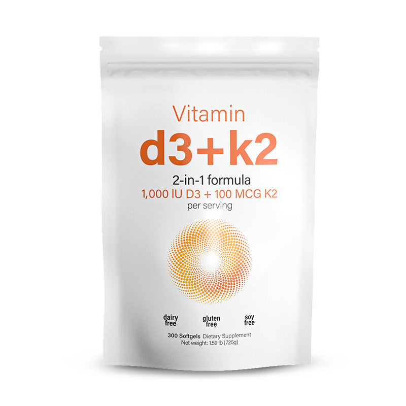 Vitamin D3 + K2 Softgels, 1000 IU D3 with 100 mcg K2