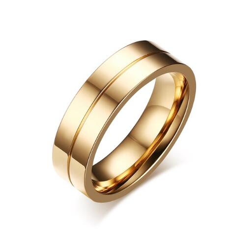 Wedding Bands for Him and Her: Gold Stainless Steel