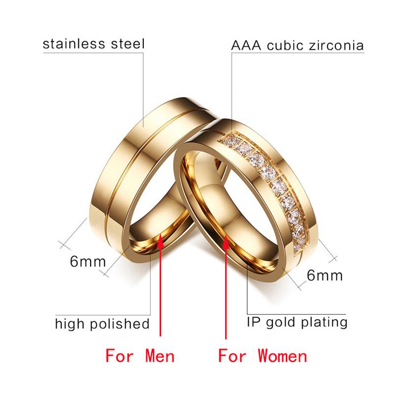 Wedding Bands for Him and Her: Gold Stainless Steel