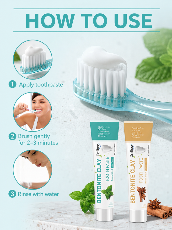 Volcanic Ash Bentonite Toothpaste – Whitens & Removes Stains