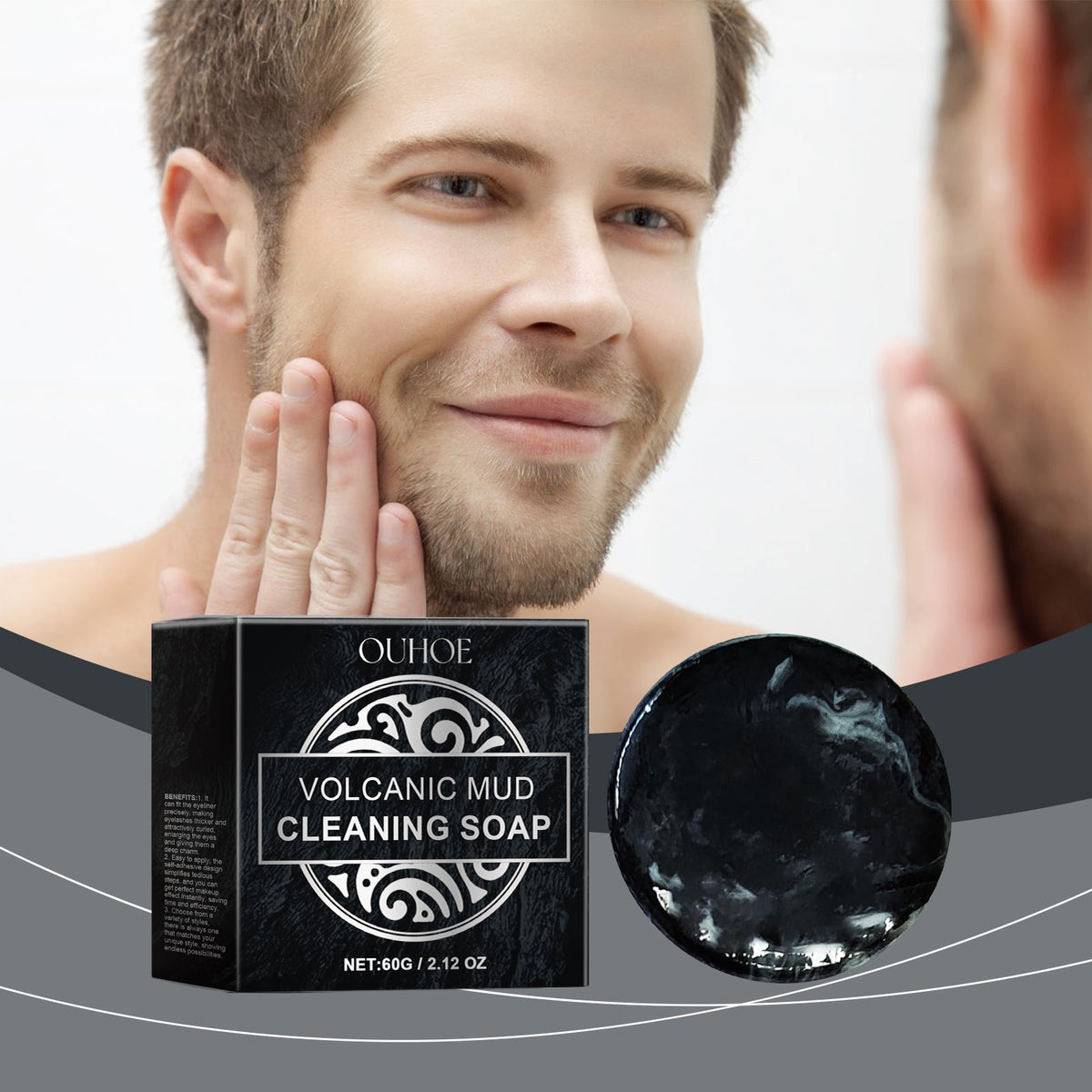 Volcanic Mud Cleansing Soap for Men: Deep Pore Cleanse
