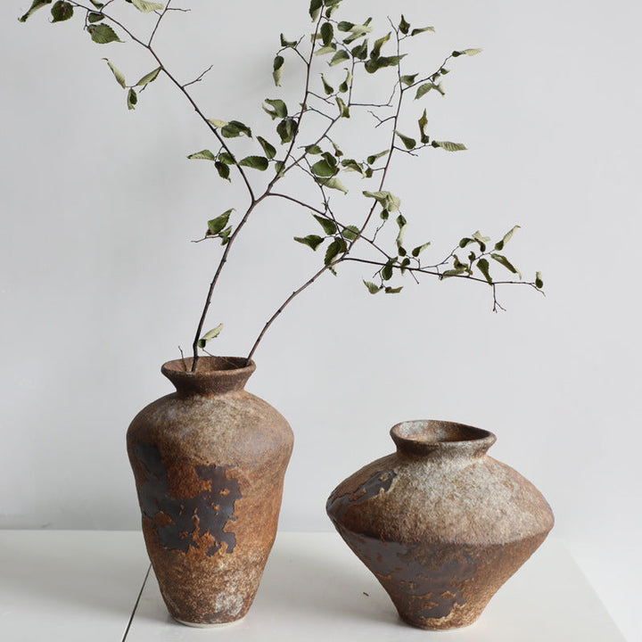 Wabi-Sabi Ceramic Vase for Rustic, Zen Home Interiors