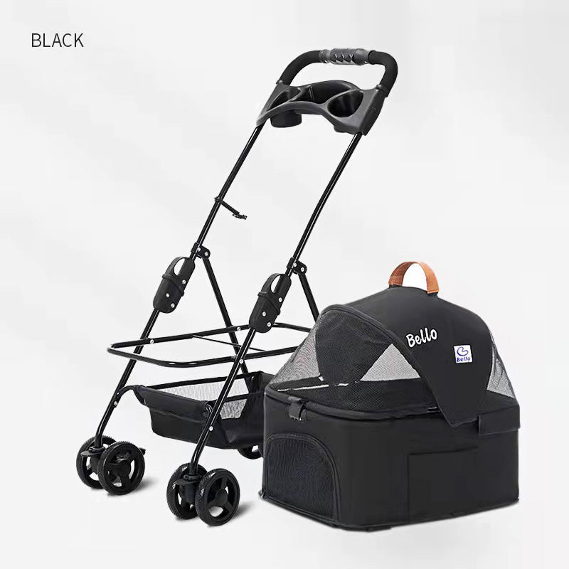 Foldable Pet Stroller With Detachable Carrier For Dogs