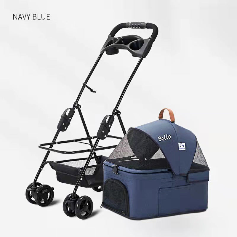 Foldable Pet Stroller With Detachable Carrier For Dogs