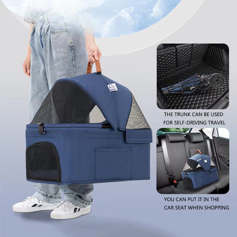 Foldable Pet Stroller With Detachable Carrier For Dogs