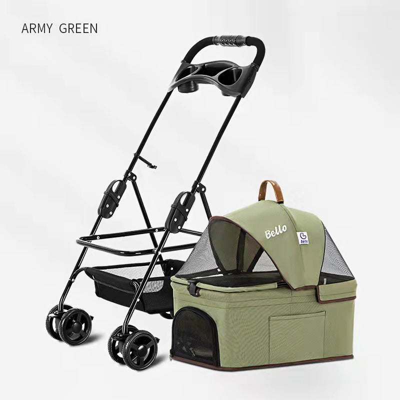 Foldable Pet Stroller With Detachable Carrier For Dogs