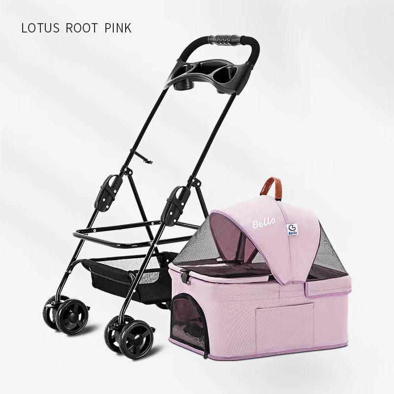 Foldable Pet Stroller With Detachable Carrier For Dogs