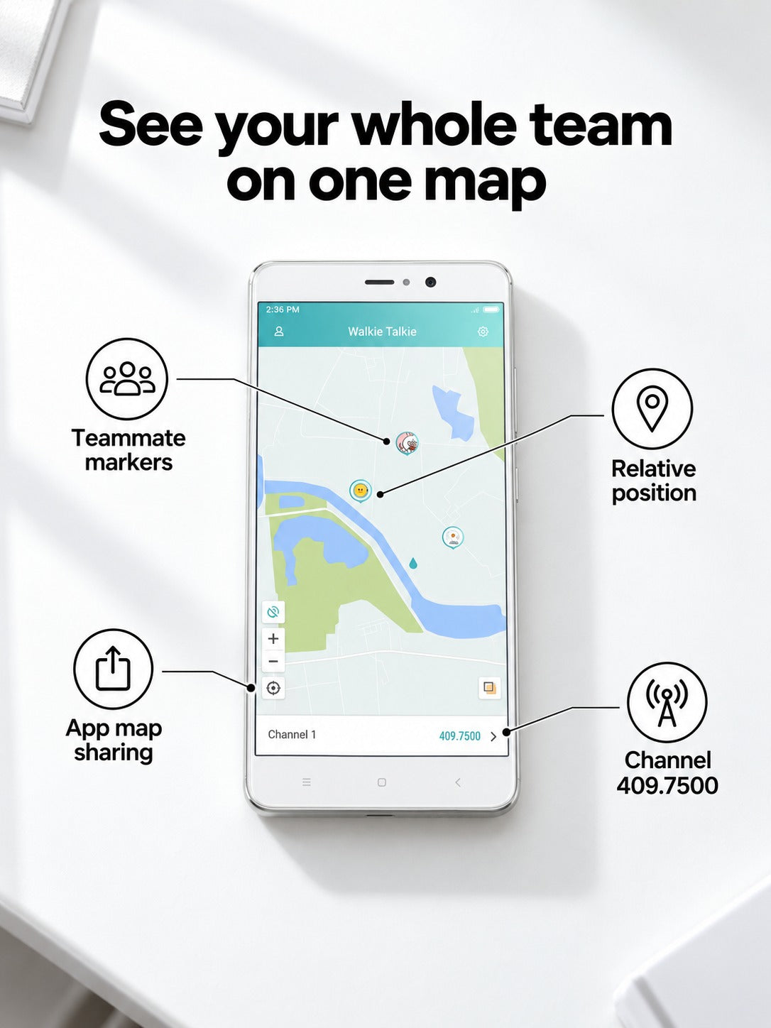 Walkie Talkie with App Map Tracking and 8-Day Standby
