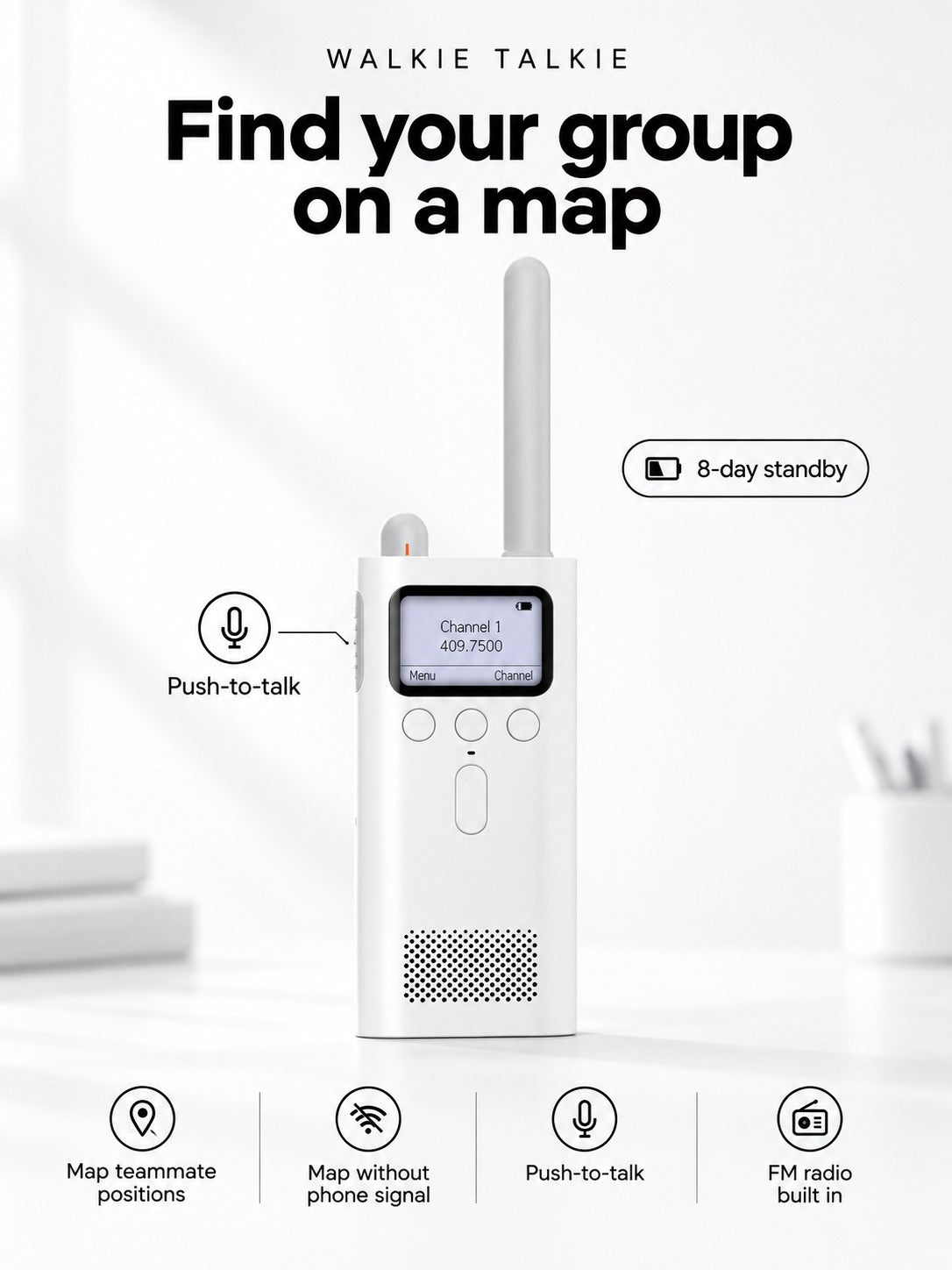 Walkie Talkie with App Map Tracking and 8-Day Standby