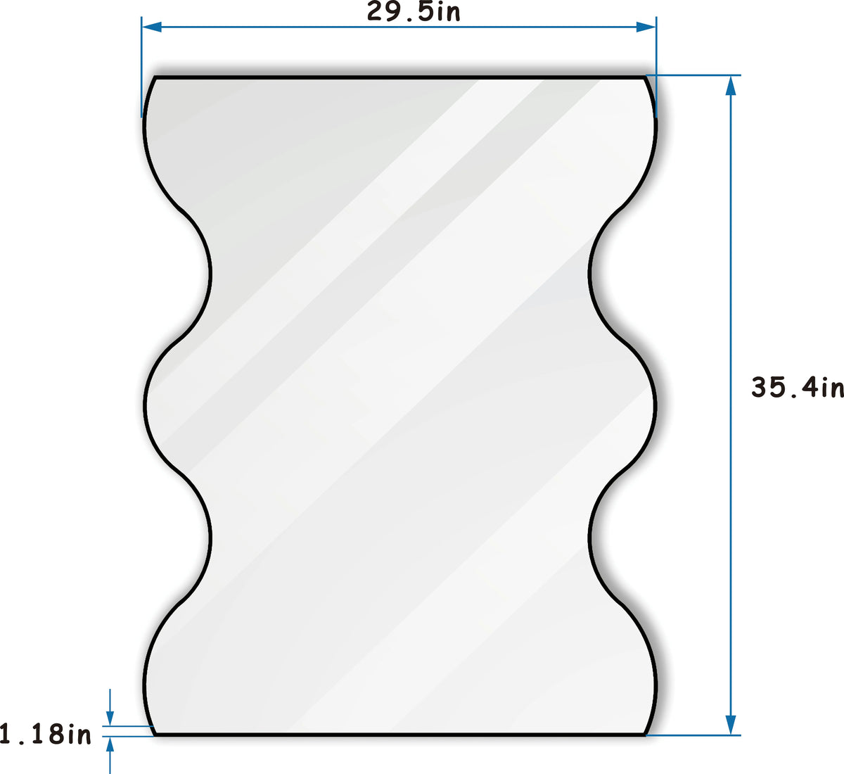 Wavy Edge Wall Mirror 30x35 Metal Framed Vanity Mirror
