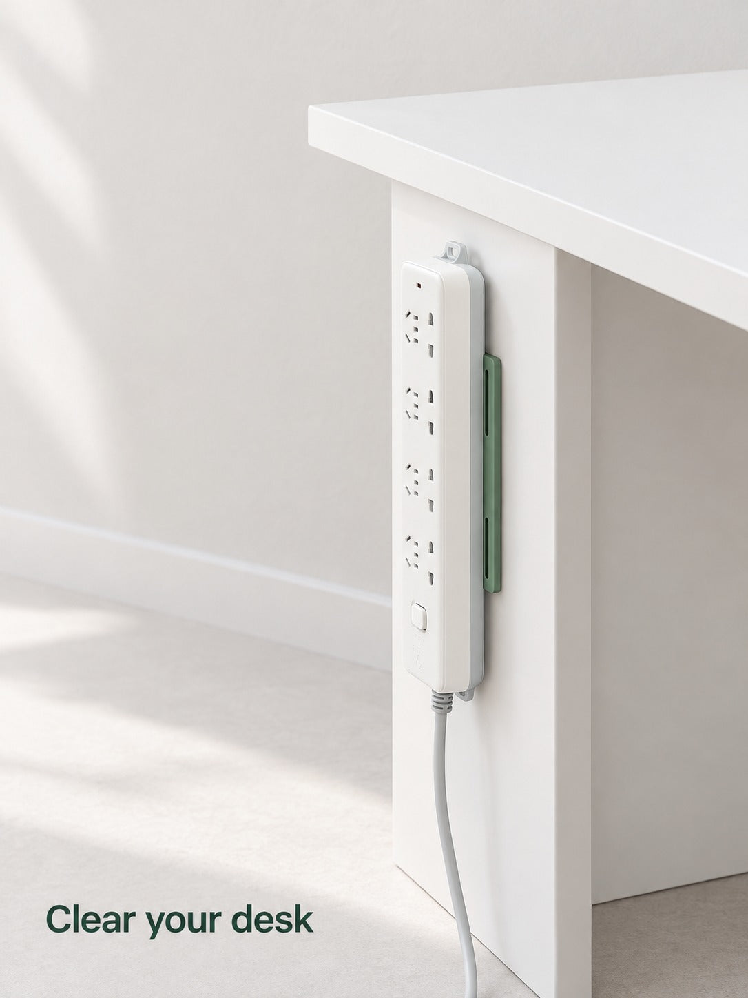 Wall Mount Power Strip Holder for Tidy Cords and Desks