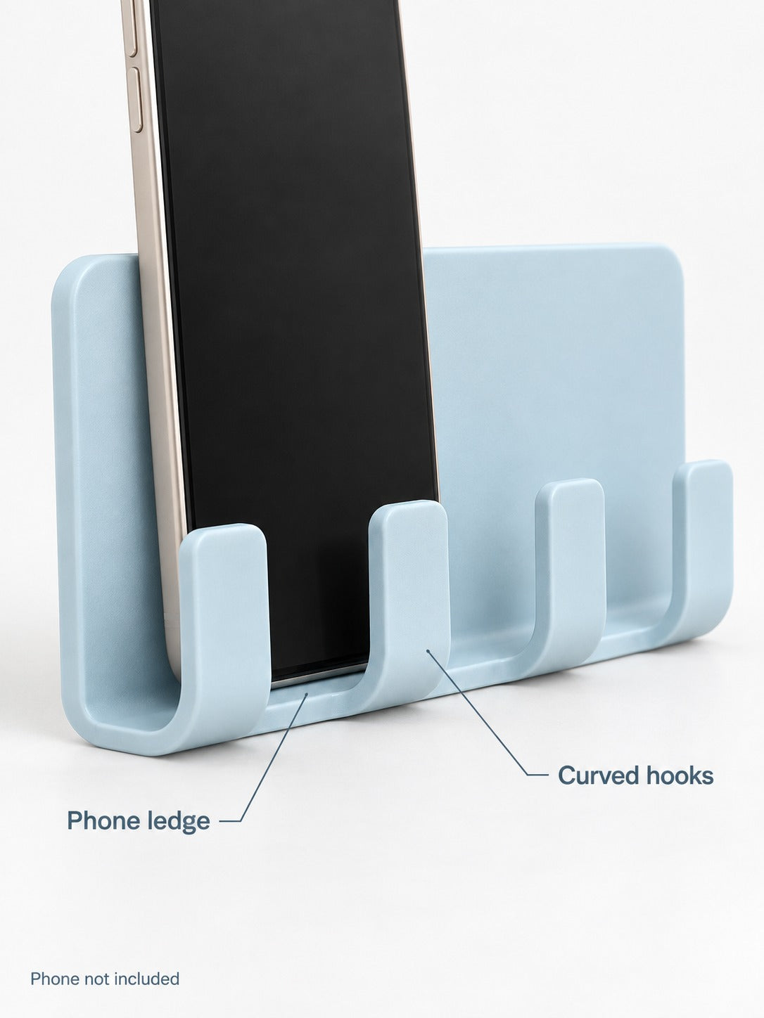Wall Mounted Bathroom Shelf With Hooks and Phone Ledge