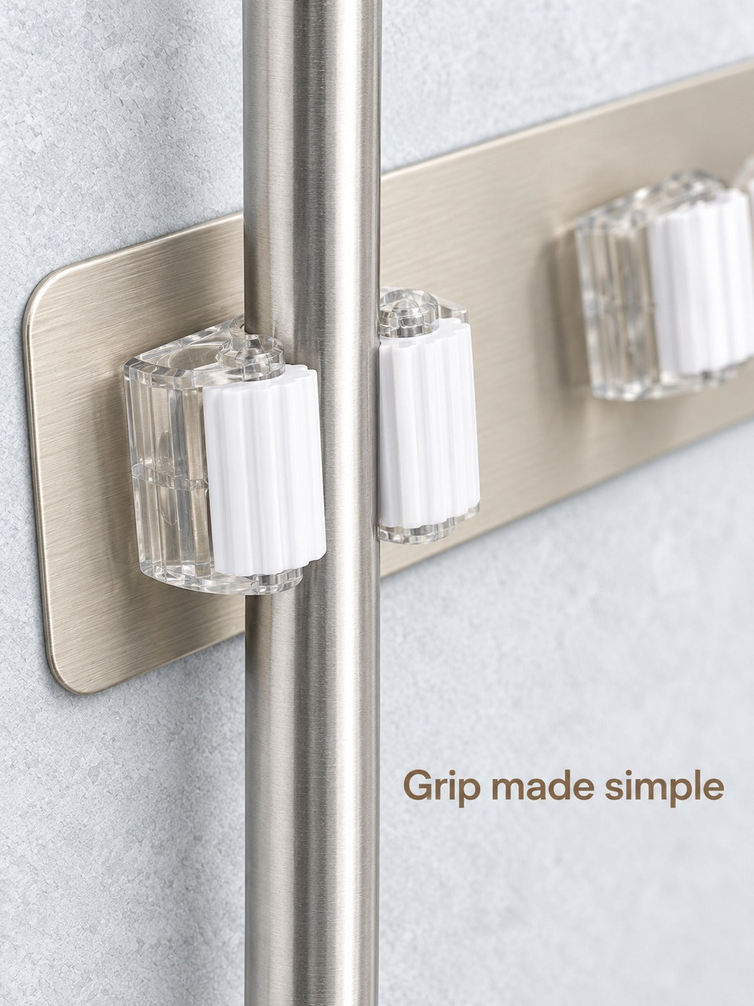 Wall Mounted Mop & Broom Holder, No Drilling Needed