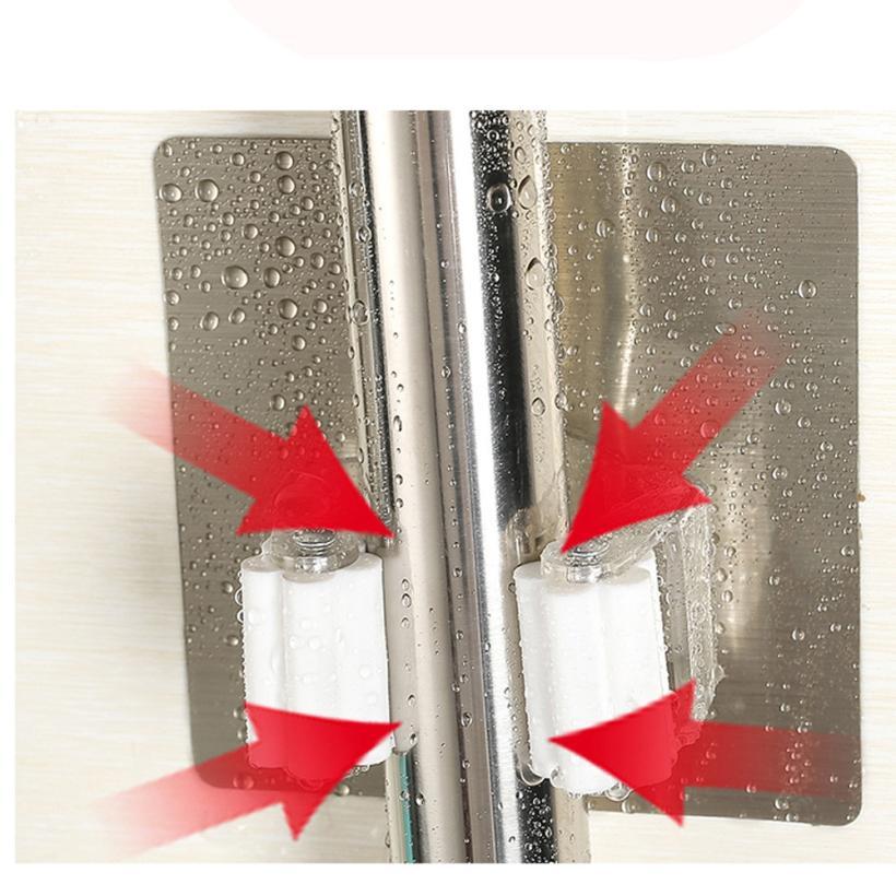 Wall Mount Mop and Broom Holder, No-Drill Storage Rack