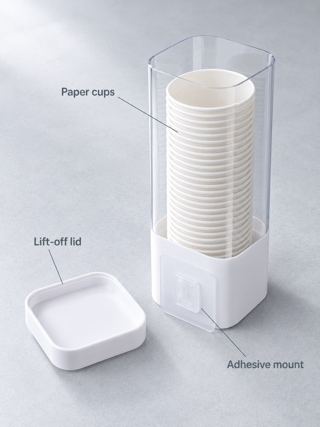Wall Mounted Paper Cup Dispenser, No Drilling Needed