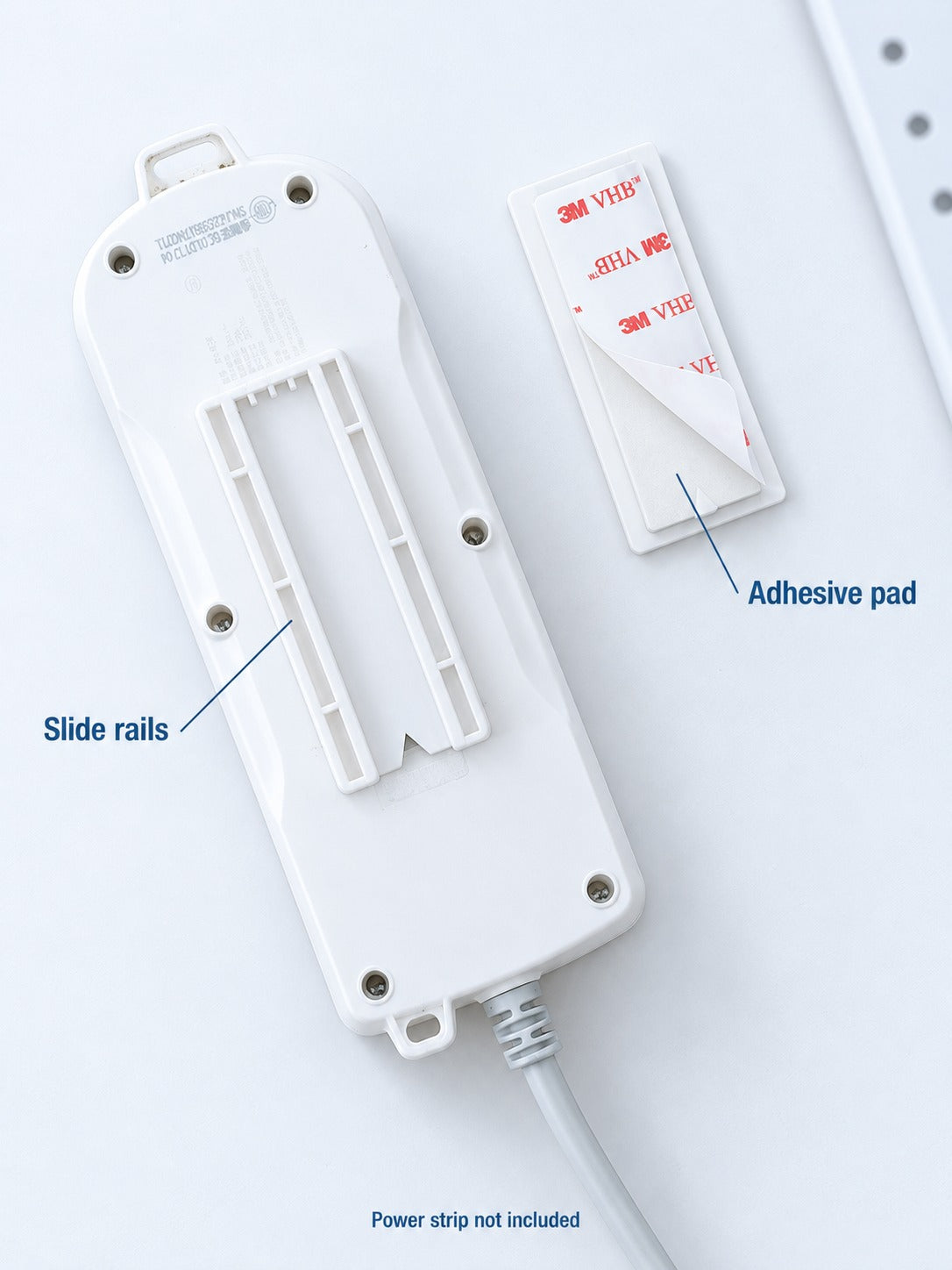 Wall-Mounted Power Strip: No-Drill Adhesive Wall Mount