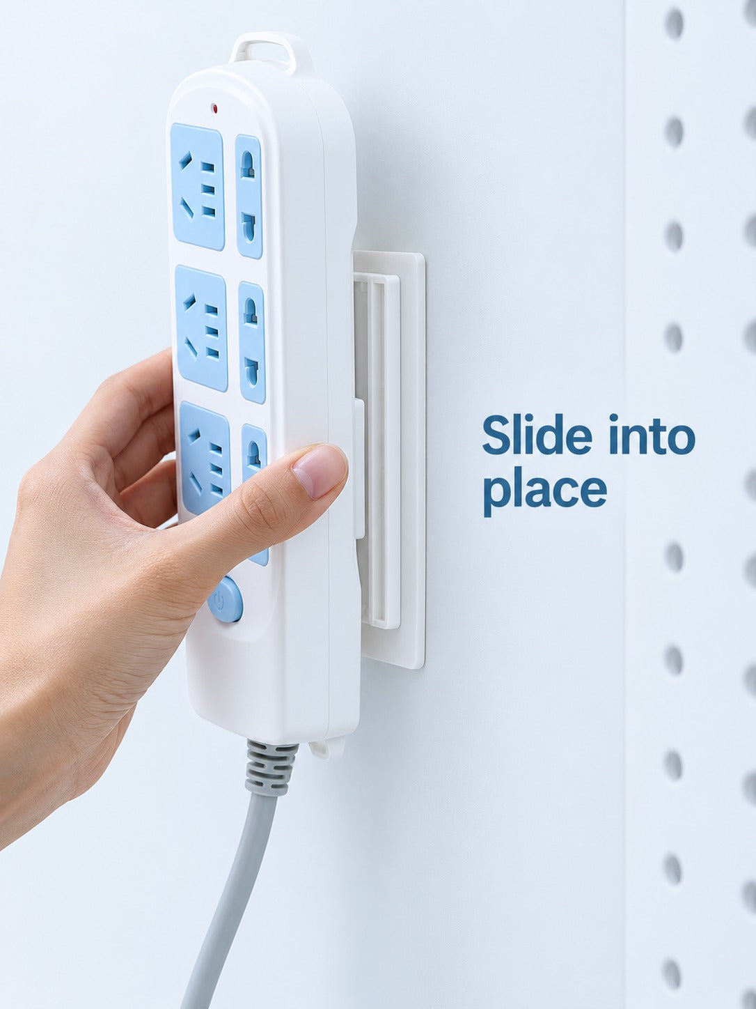 Wall-Mounted Power Strip: No-Drill Adhesive Wall Mount