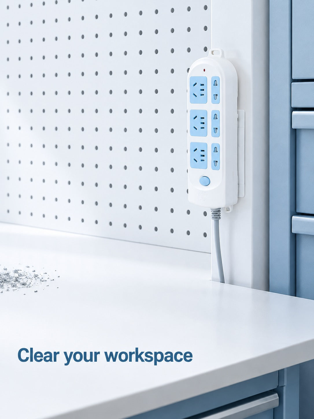 Wall-Mounted Power Strip: No-Drill Adhesive Wall Mount